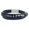 Bracelet matière synthétique bleue pierres naturelles bleues 20cm
