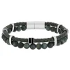 Bracelet matière synthétique pierres naturelles vertes et noires 20cm