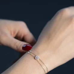 Bracelet or 750 blanc entourage diamant DSI2 18cm
