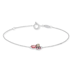 Bracelet or blanc 375 pierres fines 18 cm