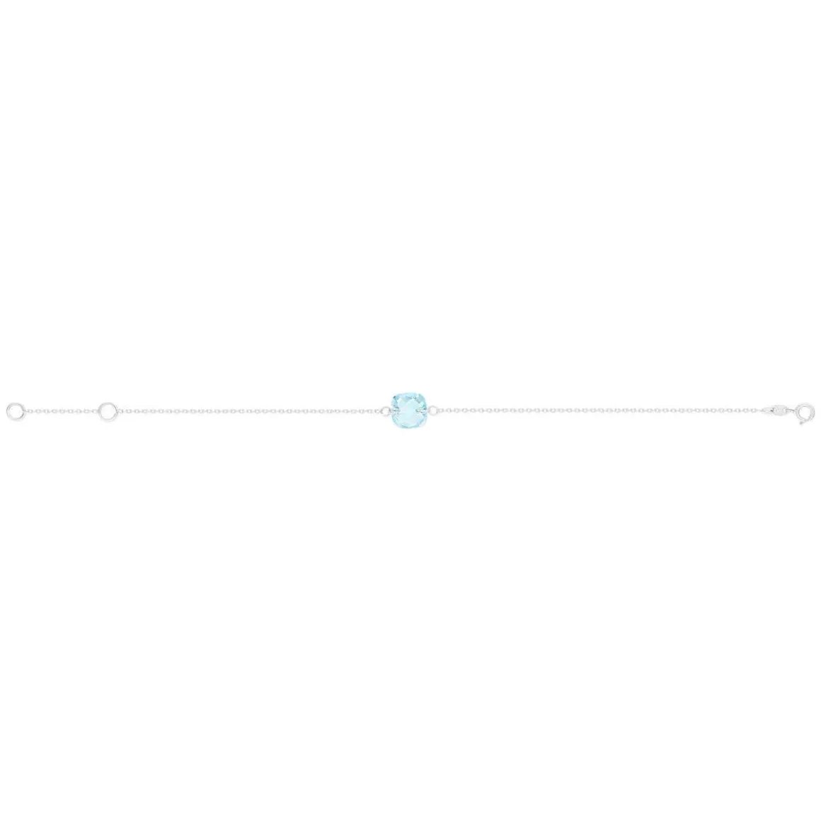 Bracelet or 375 blanc topaze bleue traitée 18 cm