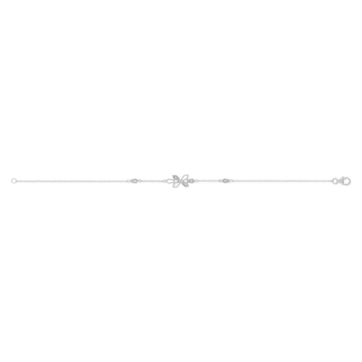 Bracelet or blanc 375 zirconias 19 cm