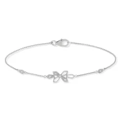 Bracelet or blanc 375 zirconias 19 cm