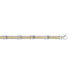 Bracelet or 750 jaune acier câbles 20 cm