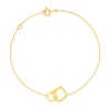 Bracelet or jaune 375 18 cm motif carrés entrelacés