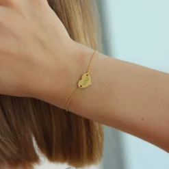 Bracelet or jaune 375 18 cm motif coeur