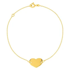 Bracelet or jaune 375 18 cm motif coeur