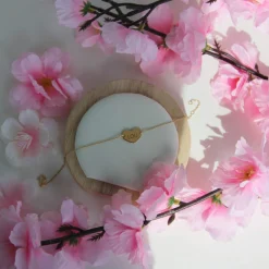 Bracelet or jaune 375 18 cm motif coeur