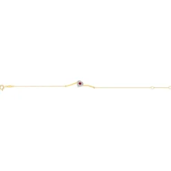 Bracelet or 375 jaune coeur rubis et diamants 18cm