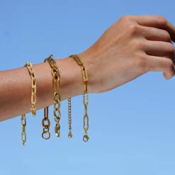 Bracelet or jaune 375 double chaîne maille ovale