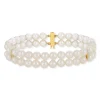 Bracelet or 750 jaune double rang perles de culture du Japon 18 cm