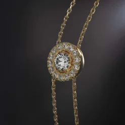 Bracelet or 750 jaune entourage diamant DSI2 18cm