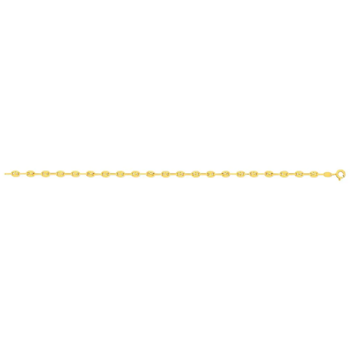 Bracelet or 375 jaune, maille grain de café, 18.5 cm