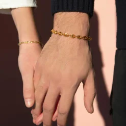 Bracelet or 375 jaune, maille grain de café, 18.5 cm