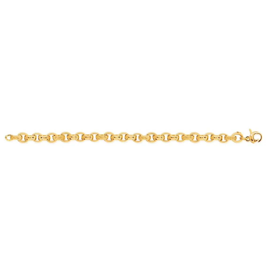 Bracelet or 750 jaune mailles ovales alternées 18 cm