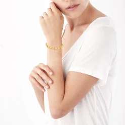 Bracelet or 750 jaune mailles ovales alternées 18 cm