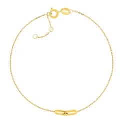 Bracelet or jaune 375, 2 maillons entremêlés ovales. Longueur 19 cm.