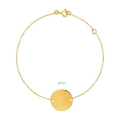 Bracelet or 375 jaune médaille personnalisable 18 cm