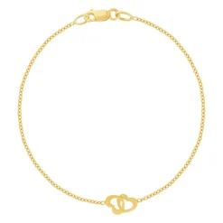 Bracelet or 750 jaune motif coeur 18cm