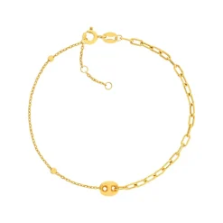 Bracelet or 375 jaune, motif grain de café 18cm