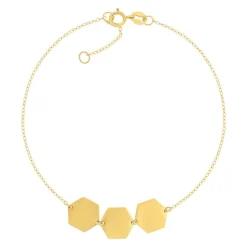 Bracelet or 375 jaune motif nids d'abeilles 19cm
