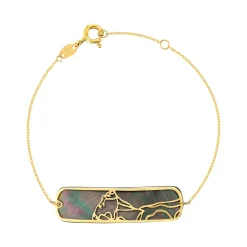 Bracelet or jaune 375 nacre 18 cm motif silhouette