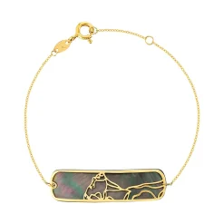 Bracelet or jaune 375 nacre 18 cm motif silhouette