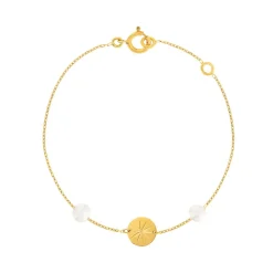 Bracelet or jaune 375 perle de culture de Chine pampille motif d'étoile 18 cm