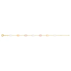 Bracelet or 375 jaune perles de culture de Chine multicolores 18 cm