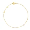 Bracelet or jaune 375, 3 perles de culture de Chine. Longueur 18 cm.