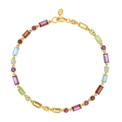Bracelet or 375 jaune pierres fines 18cm