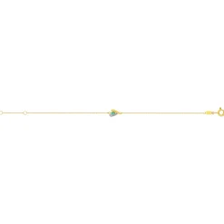 Bracelet or 375 jaune 2 tons émeraude et diamant 18cm avec anneau de raccourcissement 16cm