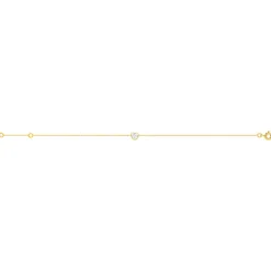 Bracelet or 375 jaune zirconia, motif coeur 18 cm.
