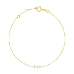 Bracelet or 375 jaune zirconias blancs