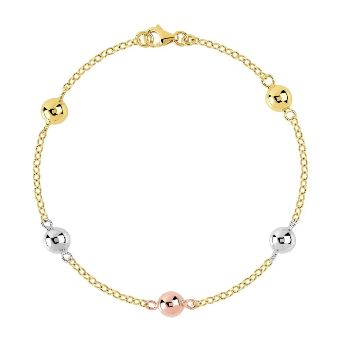 Bracelet 3 ors 750 boules 19,5 cm