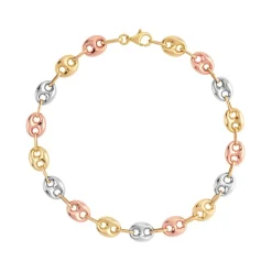 Bracelet 3 ors 375 maille grain de café 19 cm