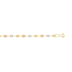 Bracelet 3 ors 375 maille grain de café 18,5 cm