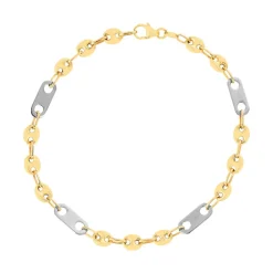 Bracelet or 375 2 tons 21 cm maille grain de café alternée