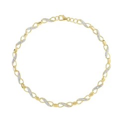Bracelet or 375 2 tons diamants 19,5 cm