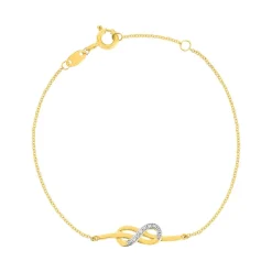 Bracelet or 375 2 tons diamants infini 18 cm