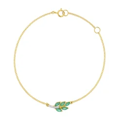 Bracelet or 375 2 tons émeraudes et diamants 18,5 cm