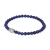 Bracelet perles lapis lazuli et perles argent écailles 19cm