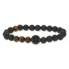 Bracelet pierres de lave et oeil de tigre 21,5 cm