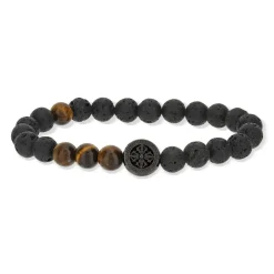 Bracelet pierres de lave et oeil de tigre 21,5 cm