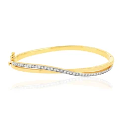 Bracelet plaque or 2 tons zirconias 60mm