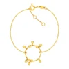 Bracelet plaqué or jaune, cercle et boules en pampille 18 cm