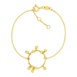 Bracelet plaqué or jaune, cercle et boules en pampille 18 cm