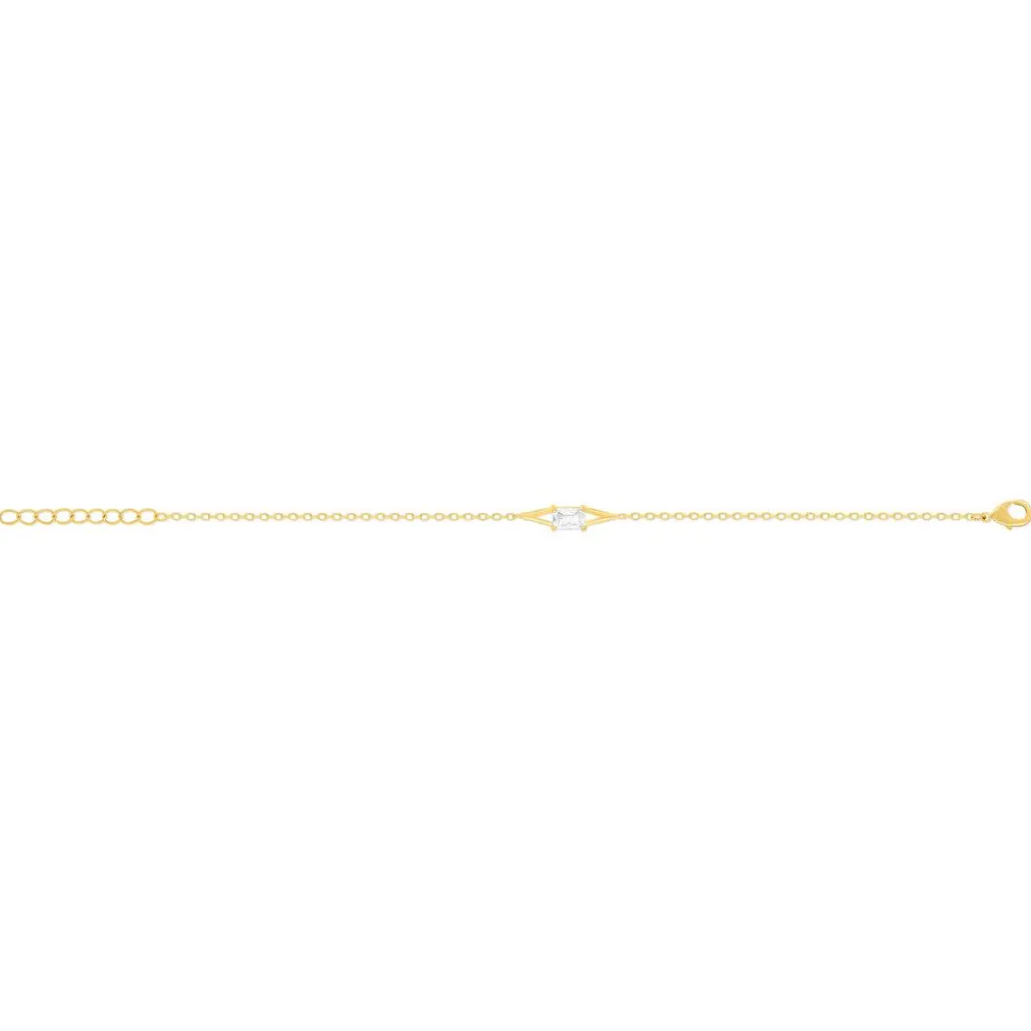 Bracelet plaqué or jaune et zirconias 19cm