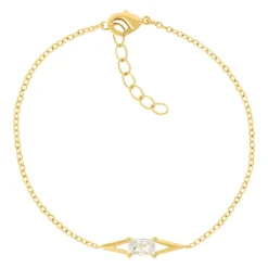 Bracelet plaqué or jaune et zirconias 19cm