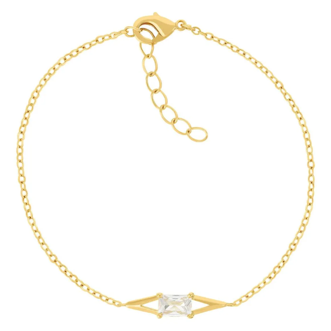 Bracelet plaqué or jaune et zirconias 19cm